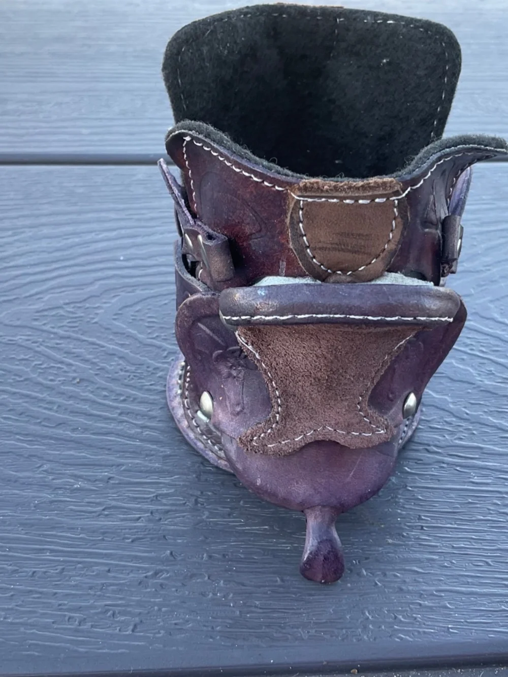 Leather Bottle Holder Western Saddles Vintage Tooled Brown Silver